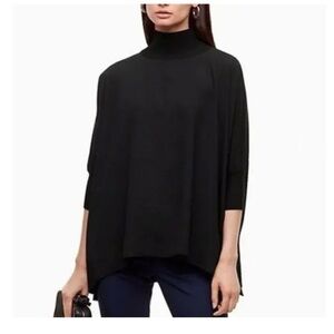 Vince Black Cowl Turtleneck blouse Relaxed Fit size L 3/4 sleeves